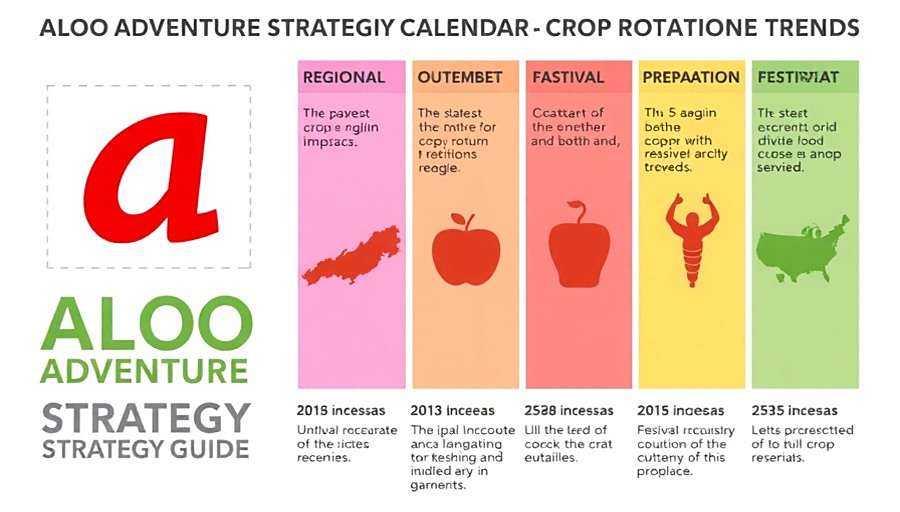 Aloo Adventure Player Strategies Aloo Adventure strategy guide showing optimal crop rotation calendar, regional market trends, and festival preparation timeline
